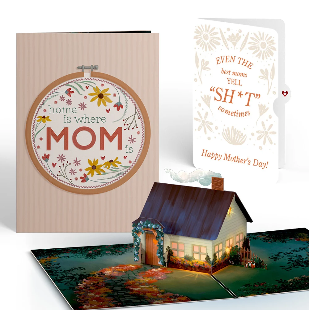 Lovepop Home Is Where Mom Is Mother’s Day Light-Up Pop-Up Card and Retro Bloom Sass Sentiment Set for Mom