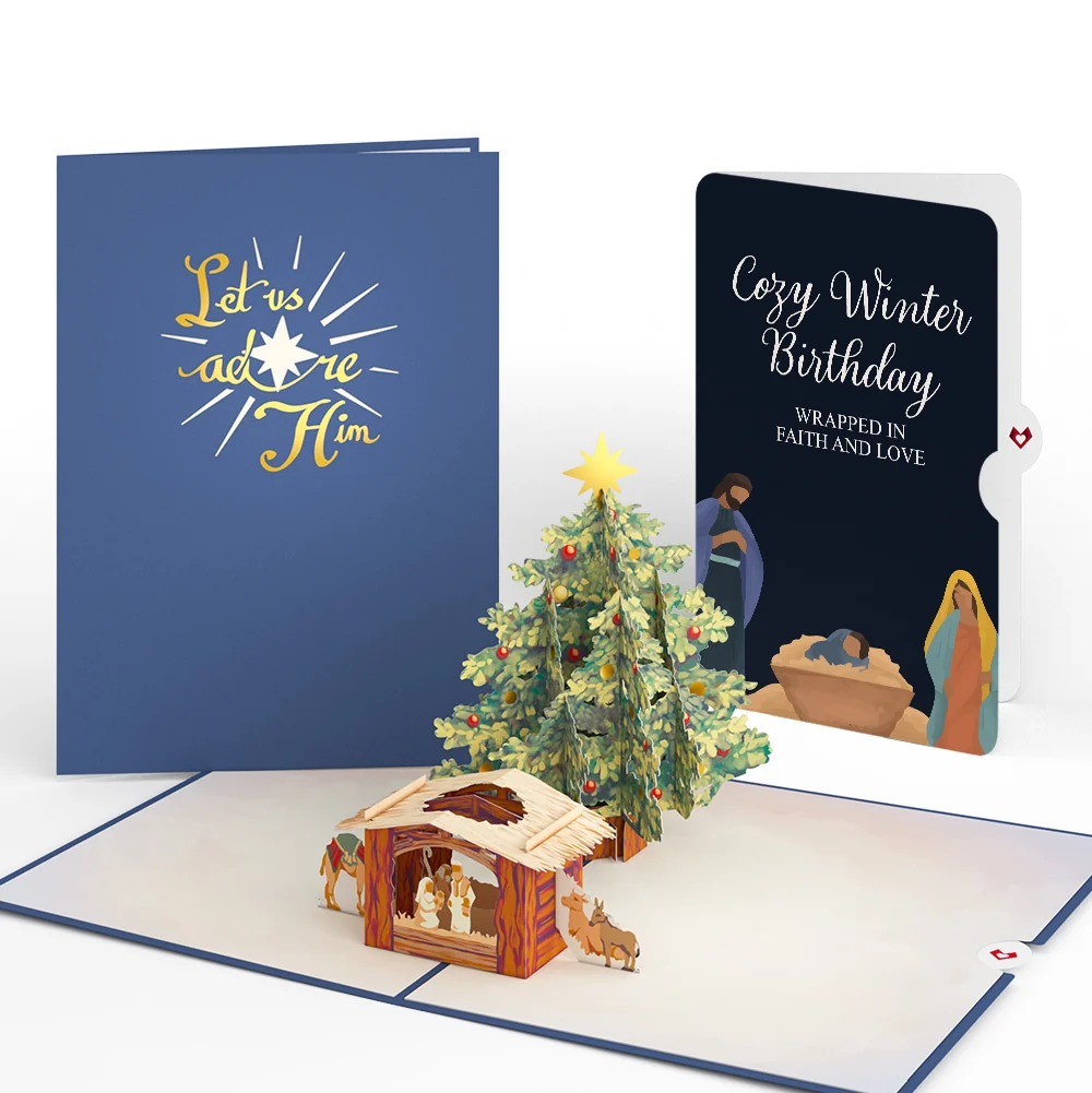 Lovepop Nativity Christmas Tree Pop-Up Card and Birthday Sentiment Set