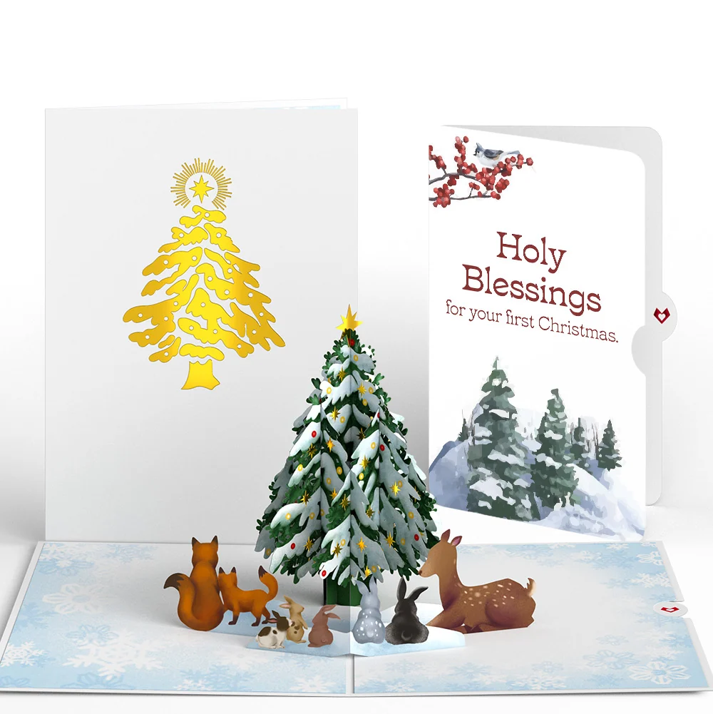 Lovepop Woodland White First Christmas Pop-Up Card and Sentiment Set