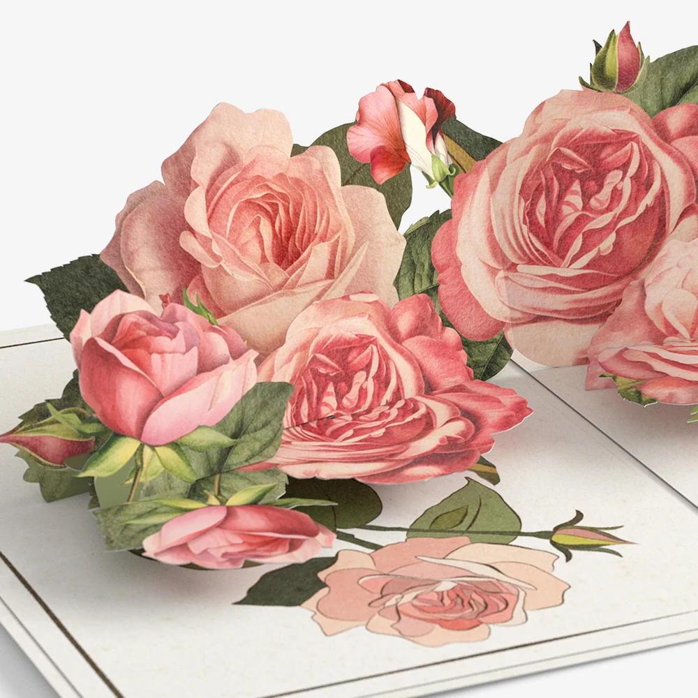 Lovepop Roses in Bloom Pop-Up Card and Grandparents Day Sentiment Set Cream - Image 3