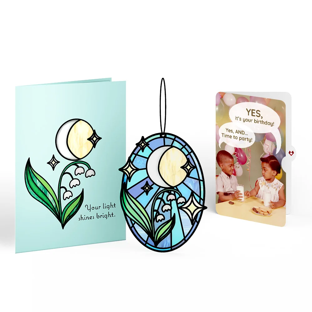 Lovepop Shine Bright Twilight Bloom Birthday Suncatcher Card and Time to Party Sentiment Set