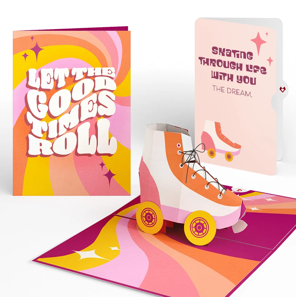 Lovepop Let the Good Times Roll Roller Skate Love Pop-Up Card and Skating Through Life Sentiment Set