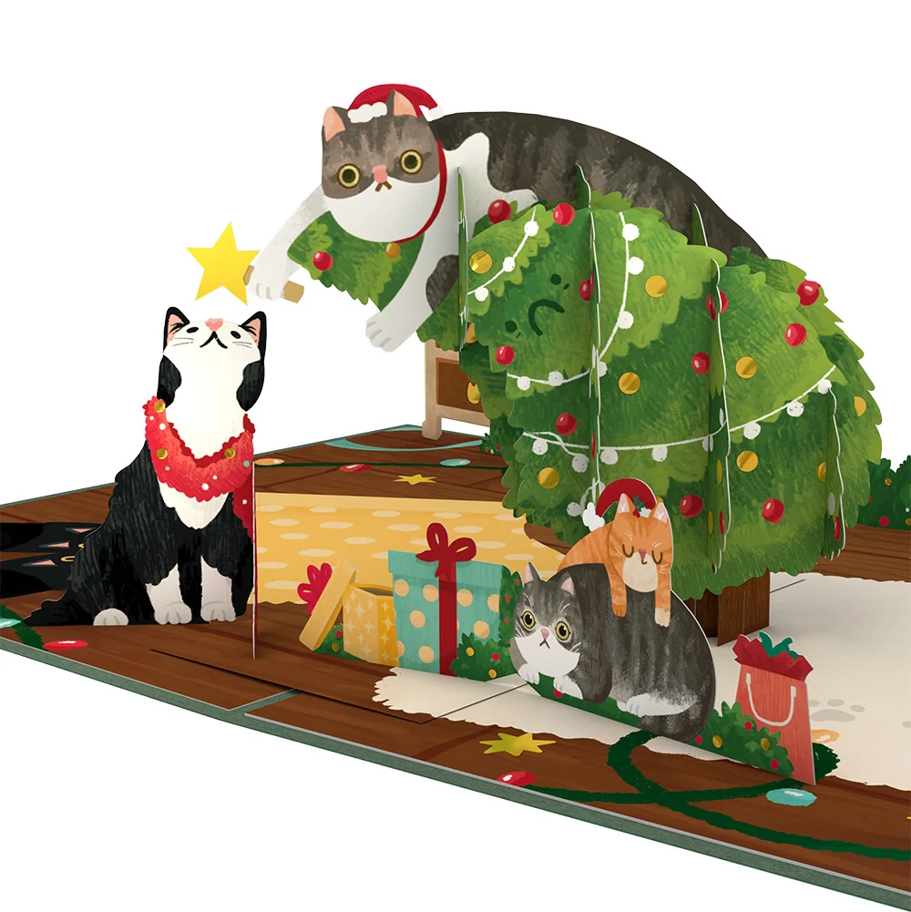 Lovepop Meowy Little Christmas Cats Pop-Up Card and Blessing Tree Sentiment Set Cream - Image 3