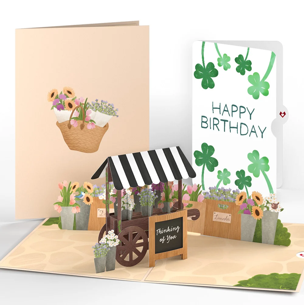 Lovepop Thinking of You Flower Cart Birthday Pop-Up Card and Sentiment Set Basket