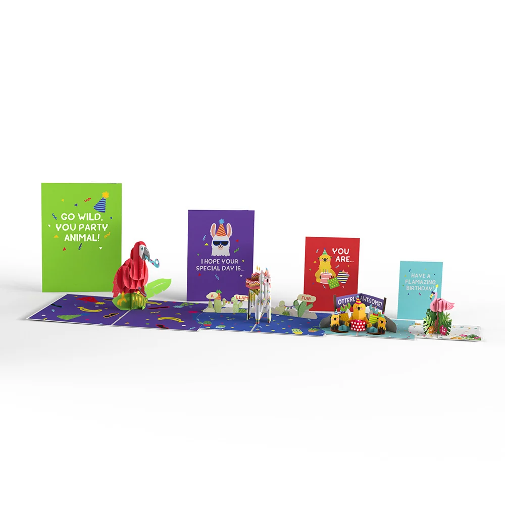 Lovepop Birthday Party Animals 4-in-1 Nesting Card