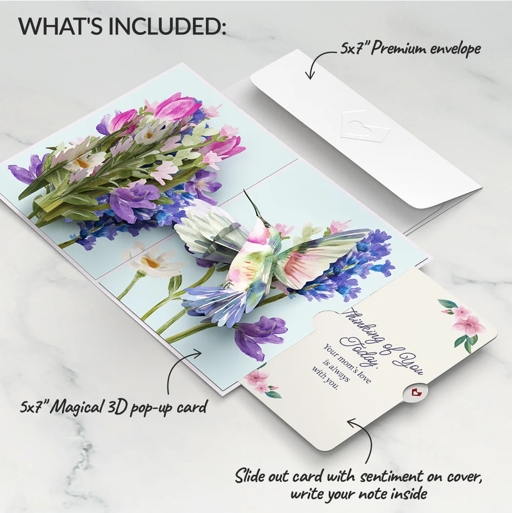 Lovepop Love in Bloom Hummingbird Mother's Day Pop-Up Card and Thinking of You Today Sentiment Set - Image 2