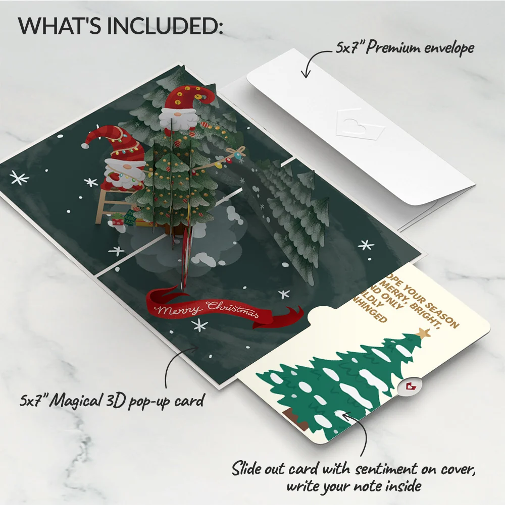 Lovepop Christmas Gnomes Pop-Up Card and Blessing Tree Sentiment Set Cream - Image 2