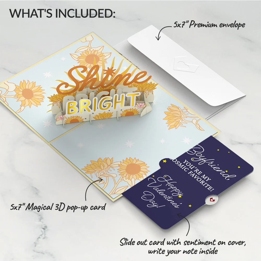 Lovepop Shine Bright Valentine Pop-Up Card and Sentiment Set for Boyfriend - Image 2