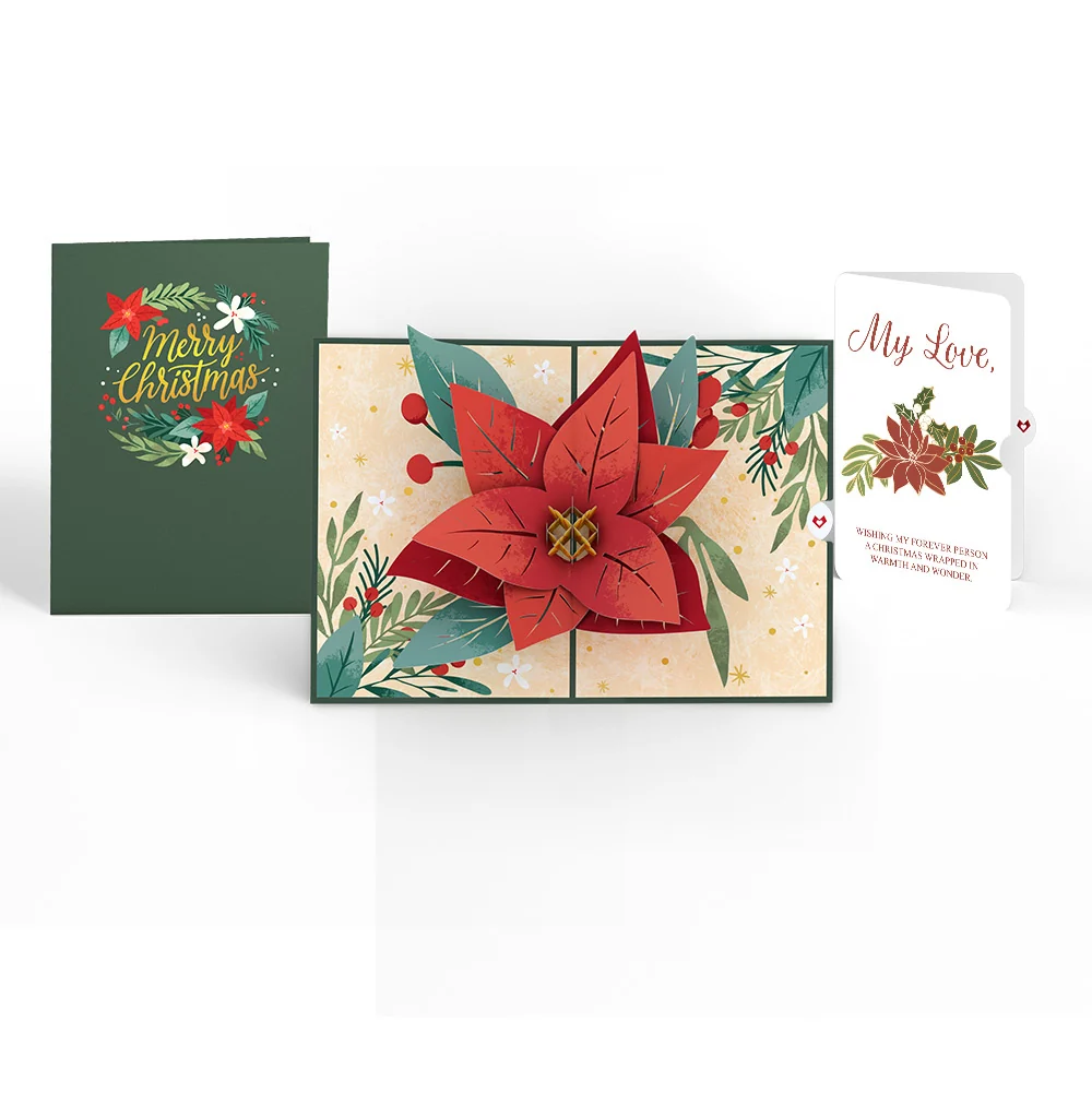Lovepop Christmas Poinsettia Bloom Pop-Up Card and Love Sentiment Set for Partner