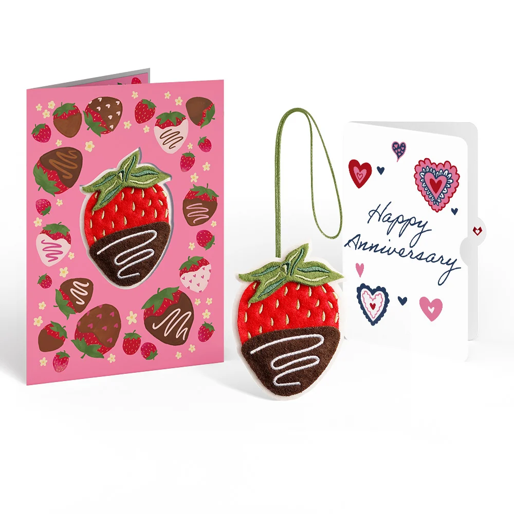 Lovepop Sweet Strawberry Anniversary HeartFelt Charm Card and Sentiment Set Bag