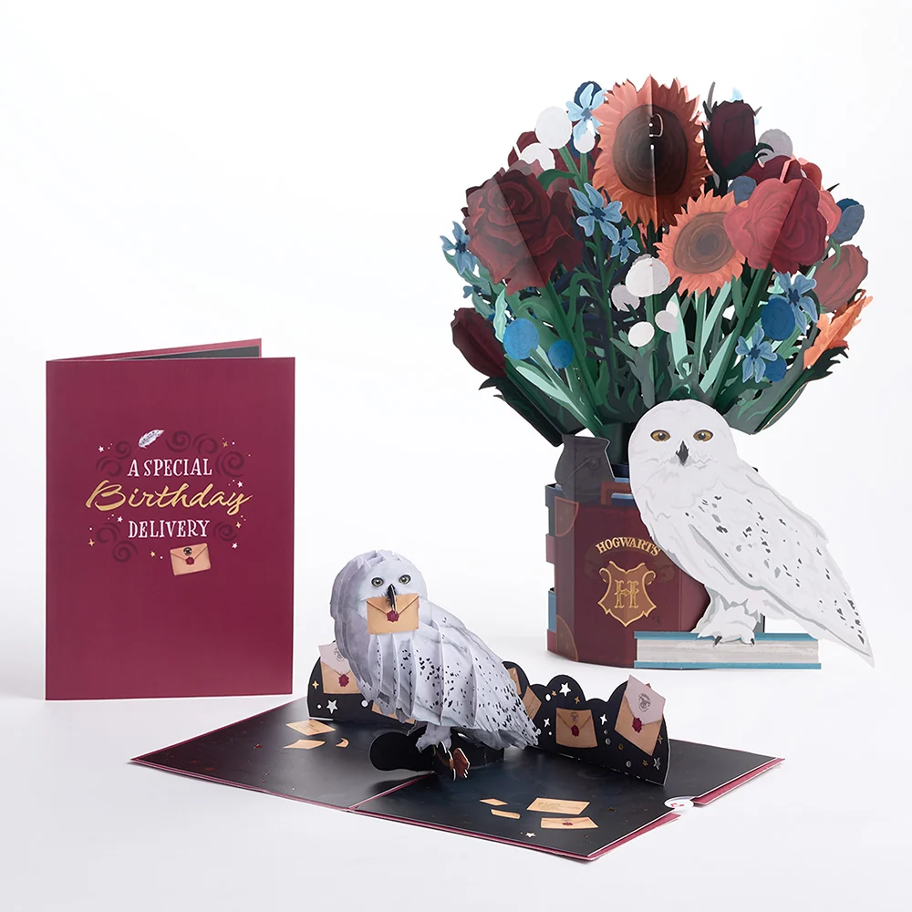 Lovepop Harry Potter Hedwig Birthday Pop-Up Card & Flower Buds Bouquet Bundle