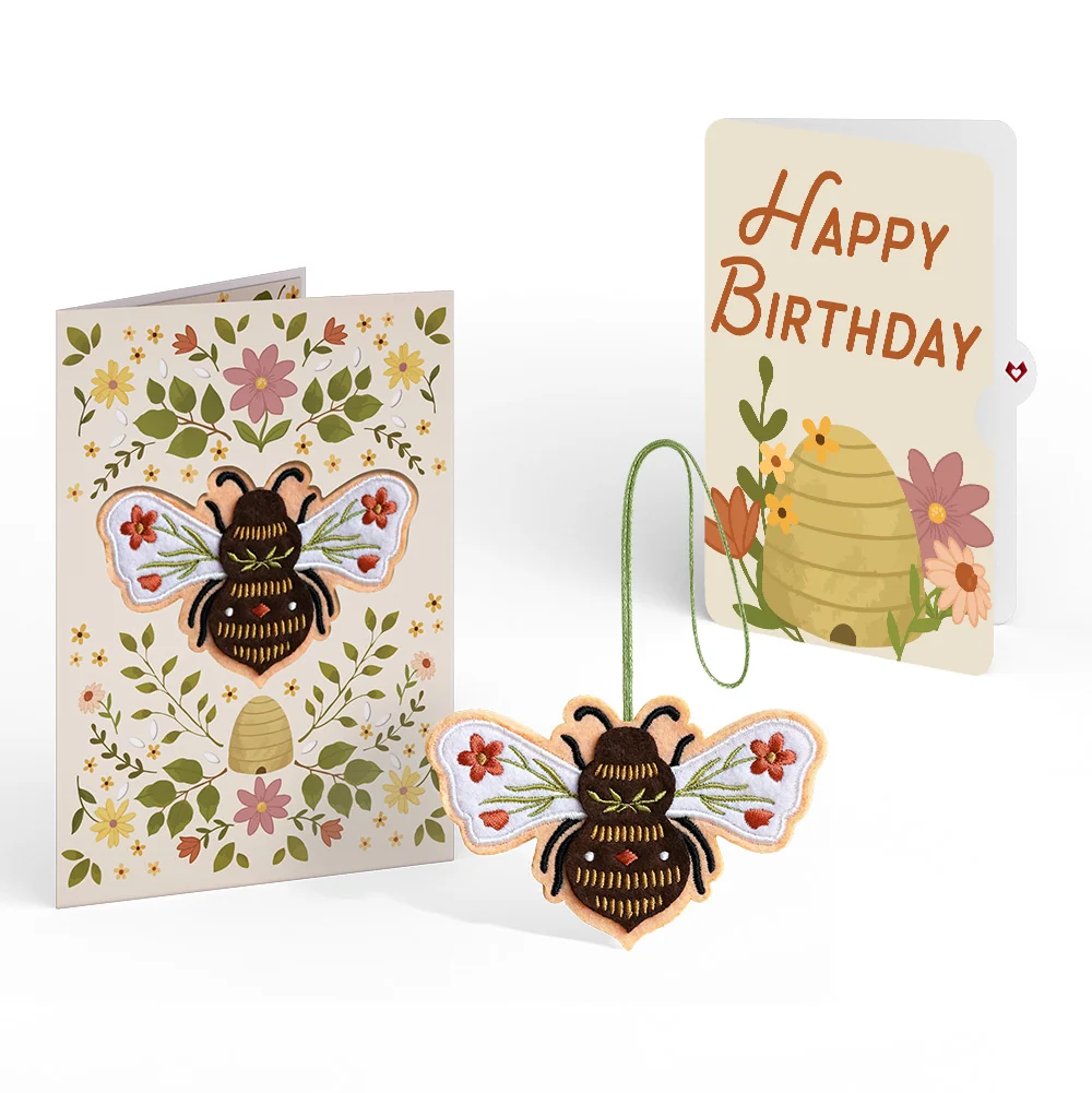Lovepop Botanical Bee Birthday HeartFelt Charm Card and Sentiment Set