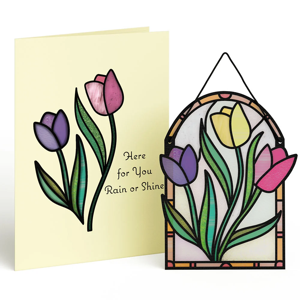 Lovepop Cheerful Tulips Suncatcher Card & Pop-Up Bouquet Bundle - Image 2