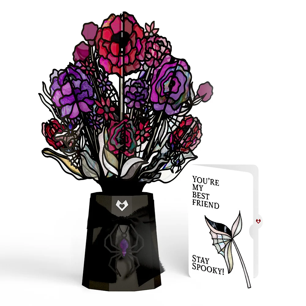Lovepop Moonlit Amethyst Halloween Suncatcher Bouquet and Sentiment Set for Best Friend Glass