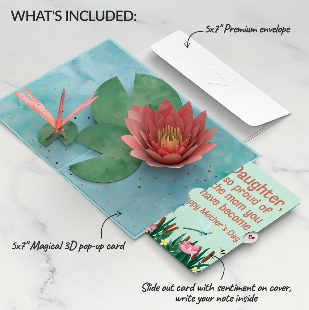 Lovepop Water Lily Dragonfly Mother’s Day Pop-Up Card and Sentiment Set for Daughter — SKU SB-41A7AF-49FC0EC50480E9 - Image 2