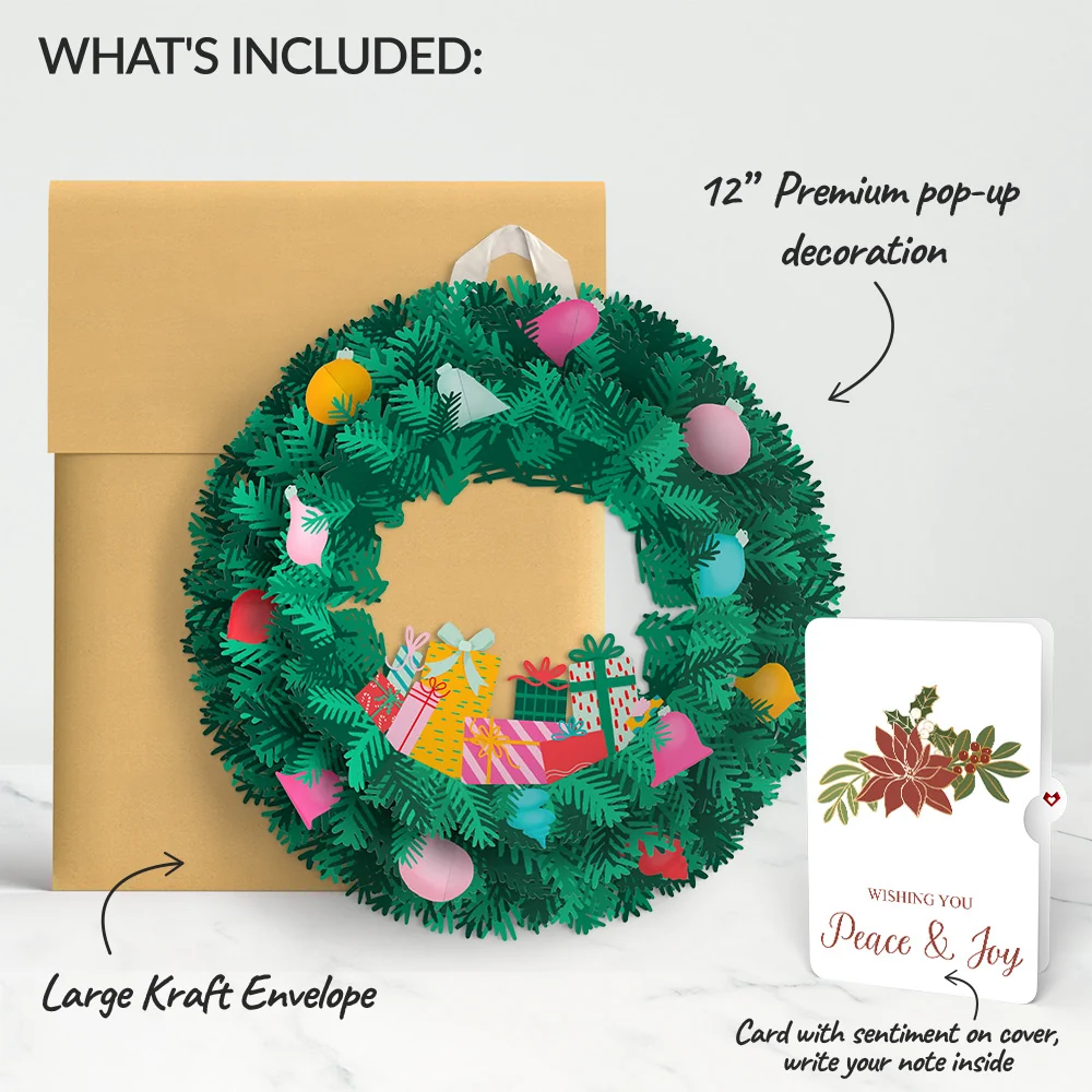 Lovepop Christmas Joy Wreath and Poinsettia Peace & Joy Sentiment Set - Image 2