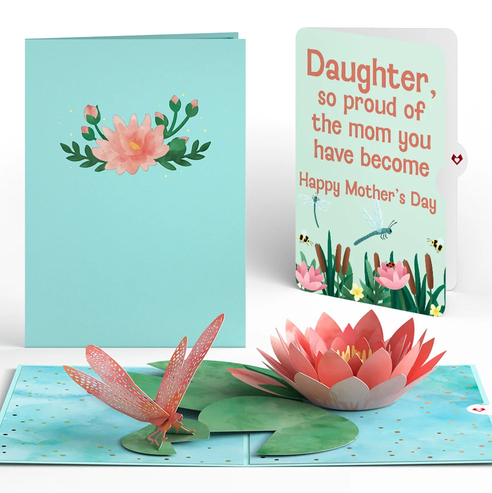 Lovepop Water Lily Dragonfly Mother’s Day Pop-Up Card and Sentiment Set for Daughter — SKU SB-41A7AF-49FC0EC50480E9