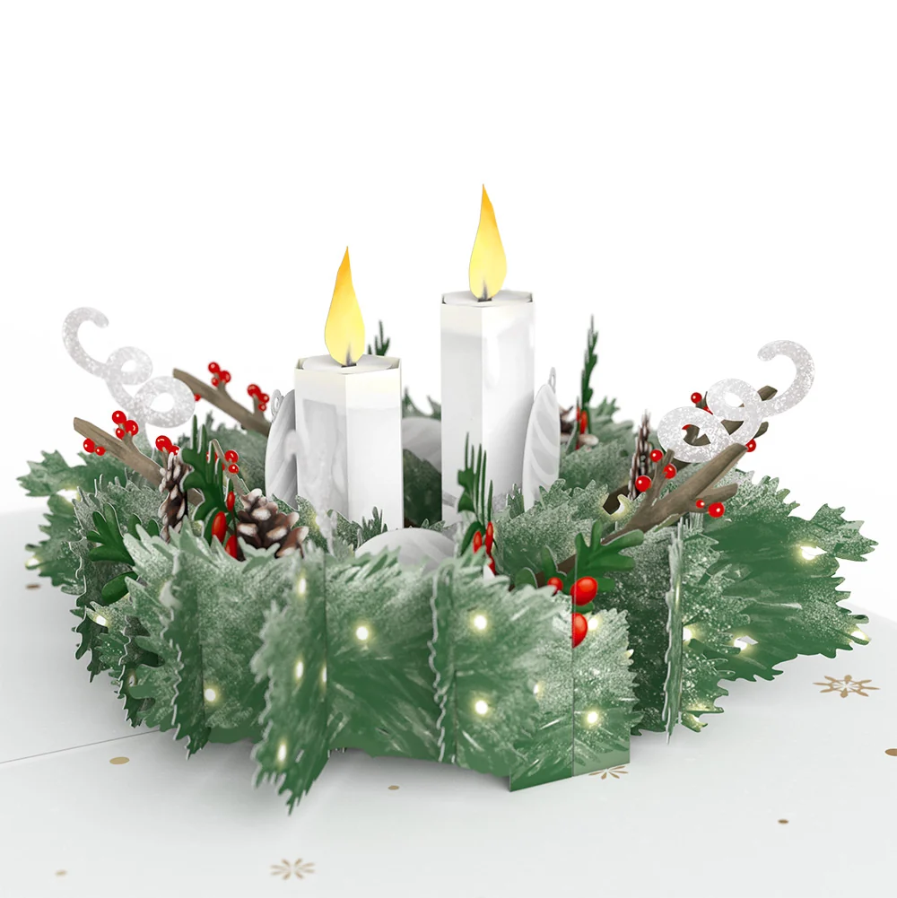 Lovepop Winter Greens Christmas Candle Pop-Up Card and Poinsettia Blessing Sentiment Set - Image 3