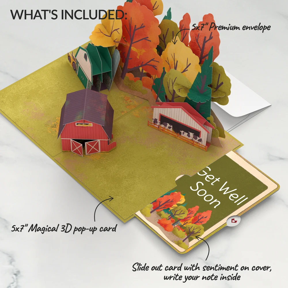 Lovepop Fall Rustic Farm Get Well Pop-Up Card and Sentiment Set Jar - Image 2