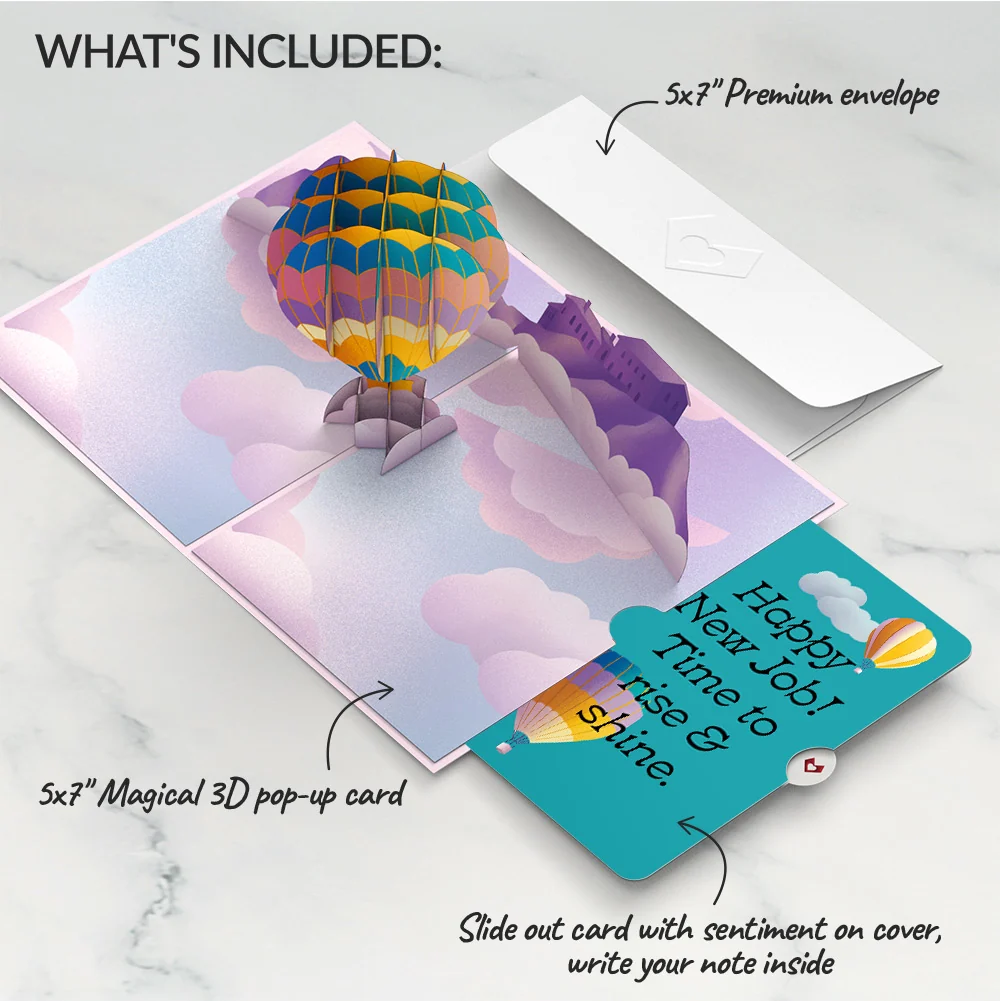 Lovepop Adventure Awaits Hot Air Balloon New Job Pop-Up Card and Sentiment Set - Image 2