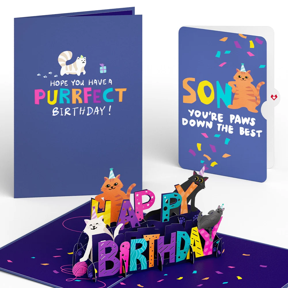 Lovepop Happy Birthday Cats Pop-Up Card and Sentiment Set for Son