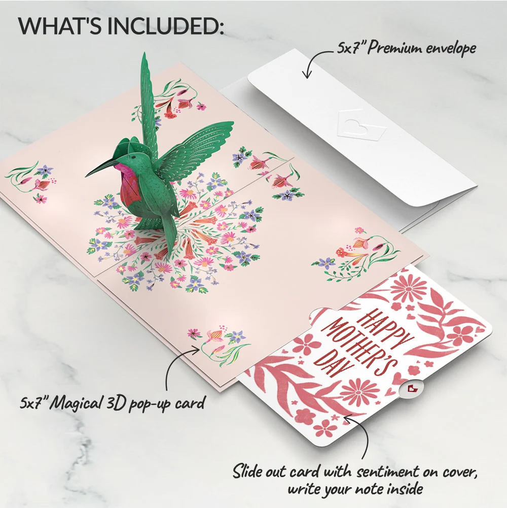 Lovepop Sweetest Hummingbird Mother’s Day Pop-Up Card and Bold Petal Pattern Sentiment Set for Mom - Image 2