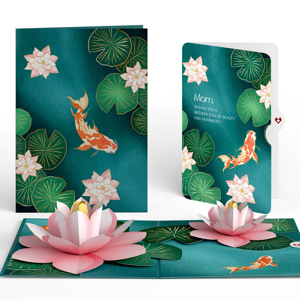 Lovepop Koi Fish and Lotus Pond Birthday Pop-Up Card and Sentiment Set for Mom