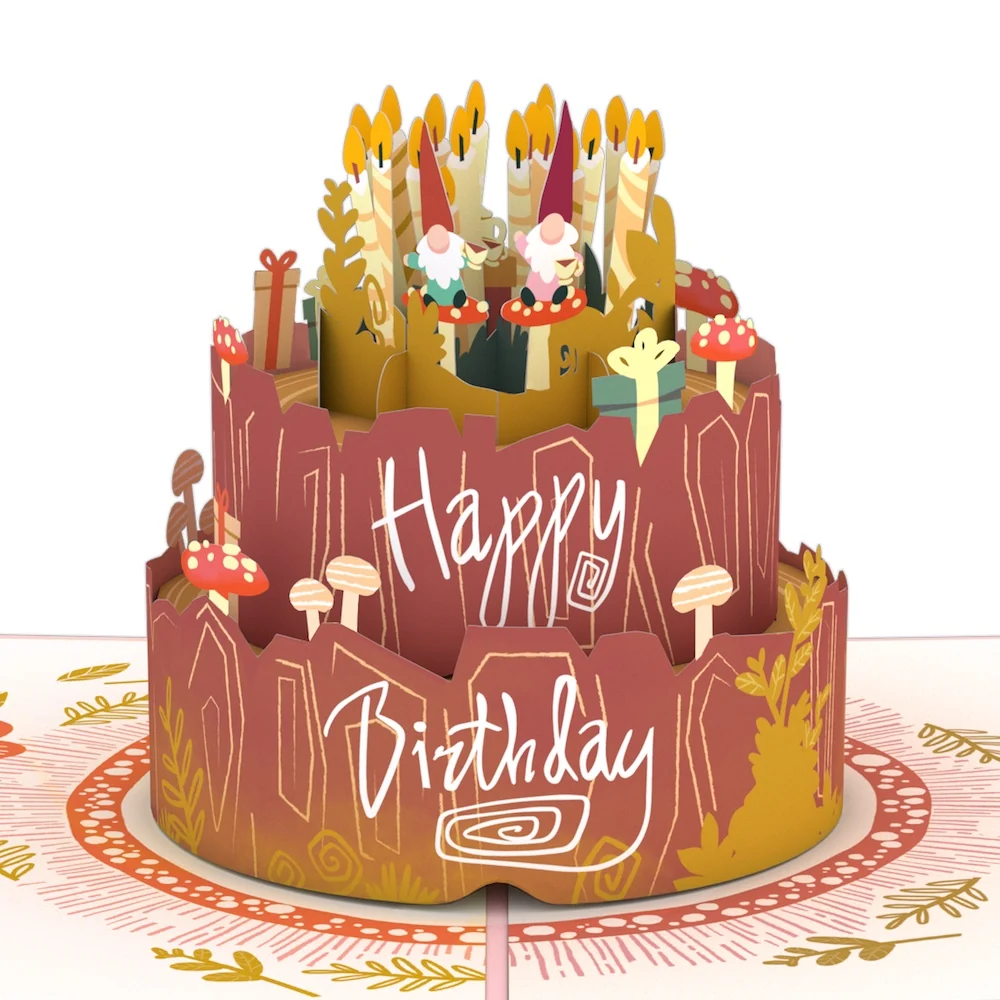 Lovepop Woodland Gnomes Birthday Cake Pop-Up Card Tea - Image 2