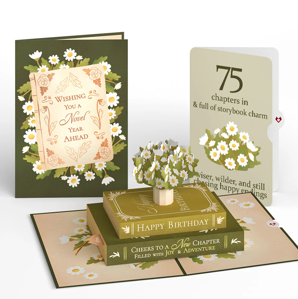 Lovepop Cheers to a New Chapter 75th Birthday Pop-Up Card and Sentiment Set Cream