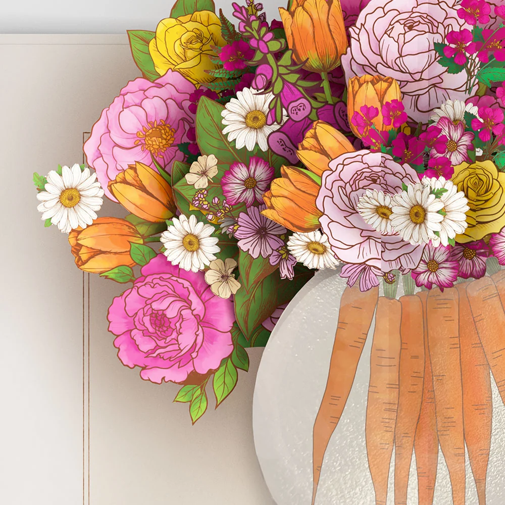 Lovepop Blooming Carrot Bouquet Birthday Pop-Up Card and Sentiment Set Cream - Image 3