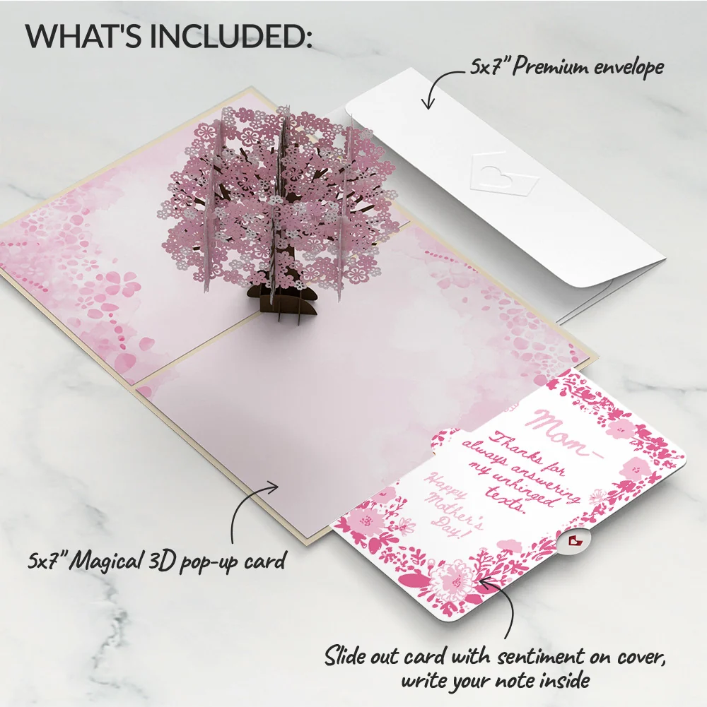 Lovepop Cherry Blossom Mother’s Day Pop-Up Card and Blushing Garden Frame Sentiment Set for Mom Cream - Image 2