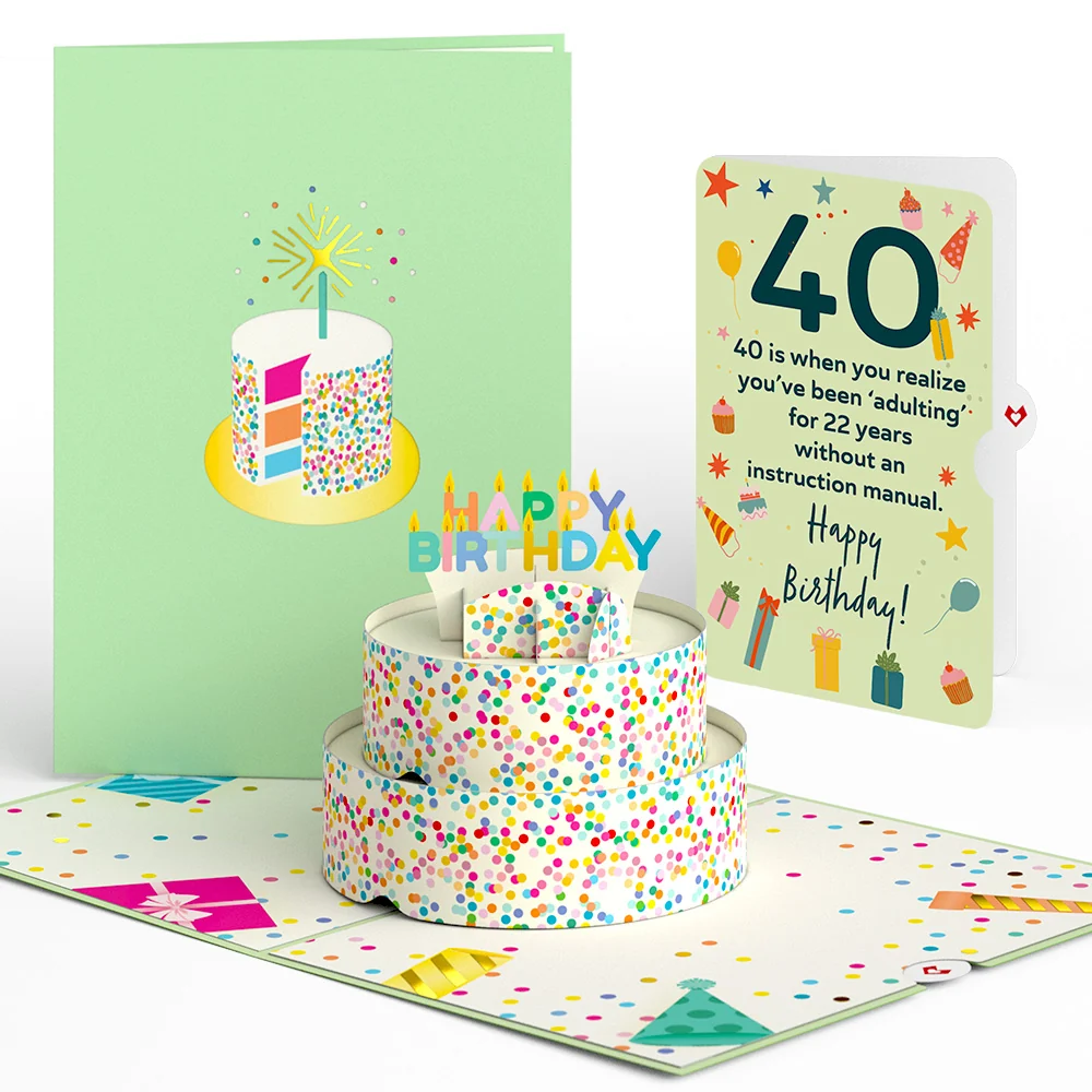 Lovepop Sprinkles 40th Birthday Cake Pop-Up Card and Sentiment Set Candle