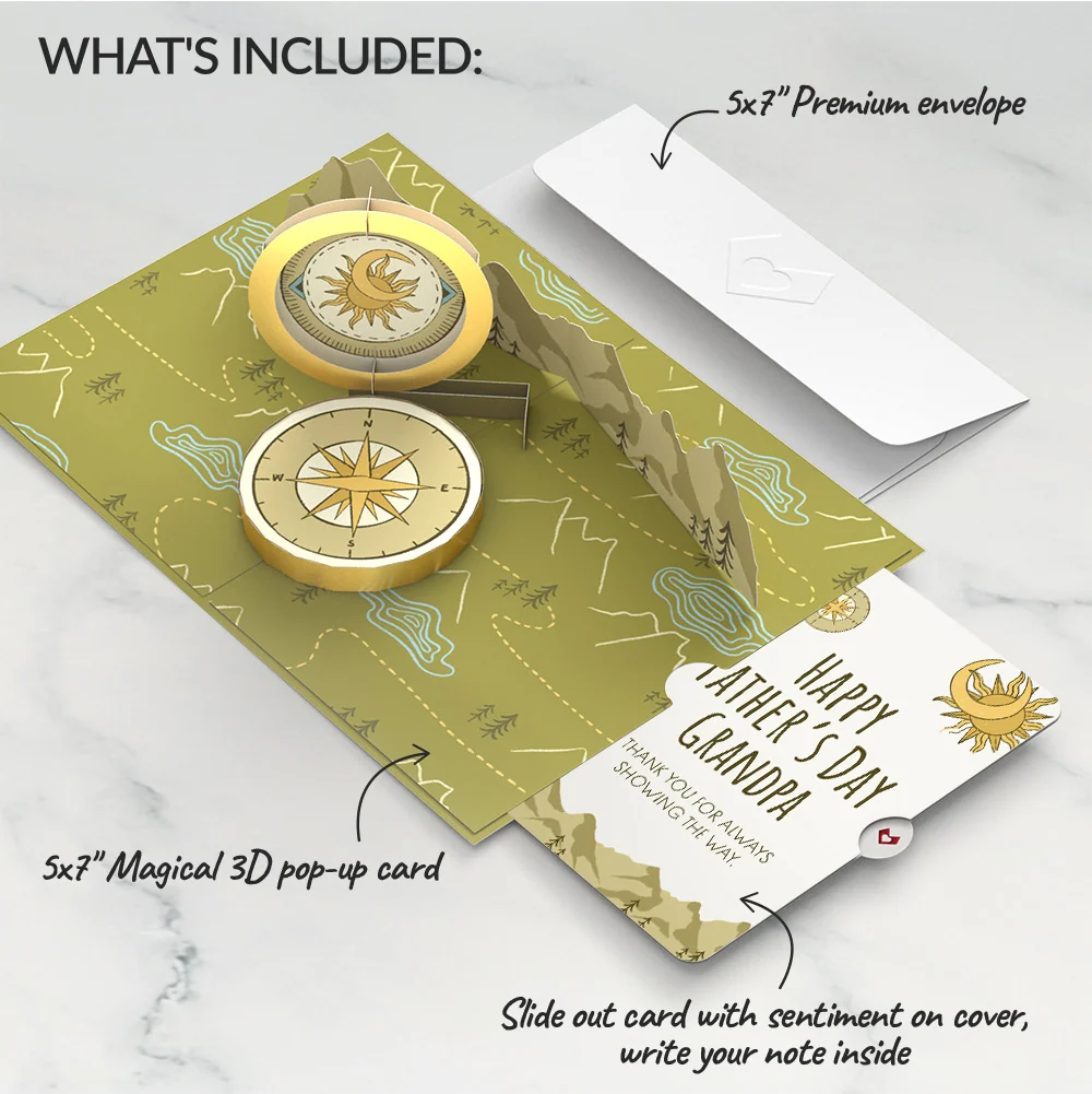 Lovepop Guiding Compass Father's Day Pop-Up Card and Sentiment Set for Grandfather Cream - Image 2