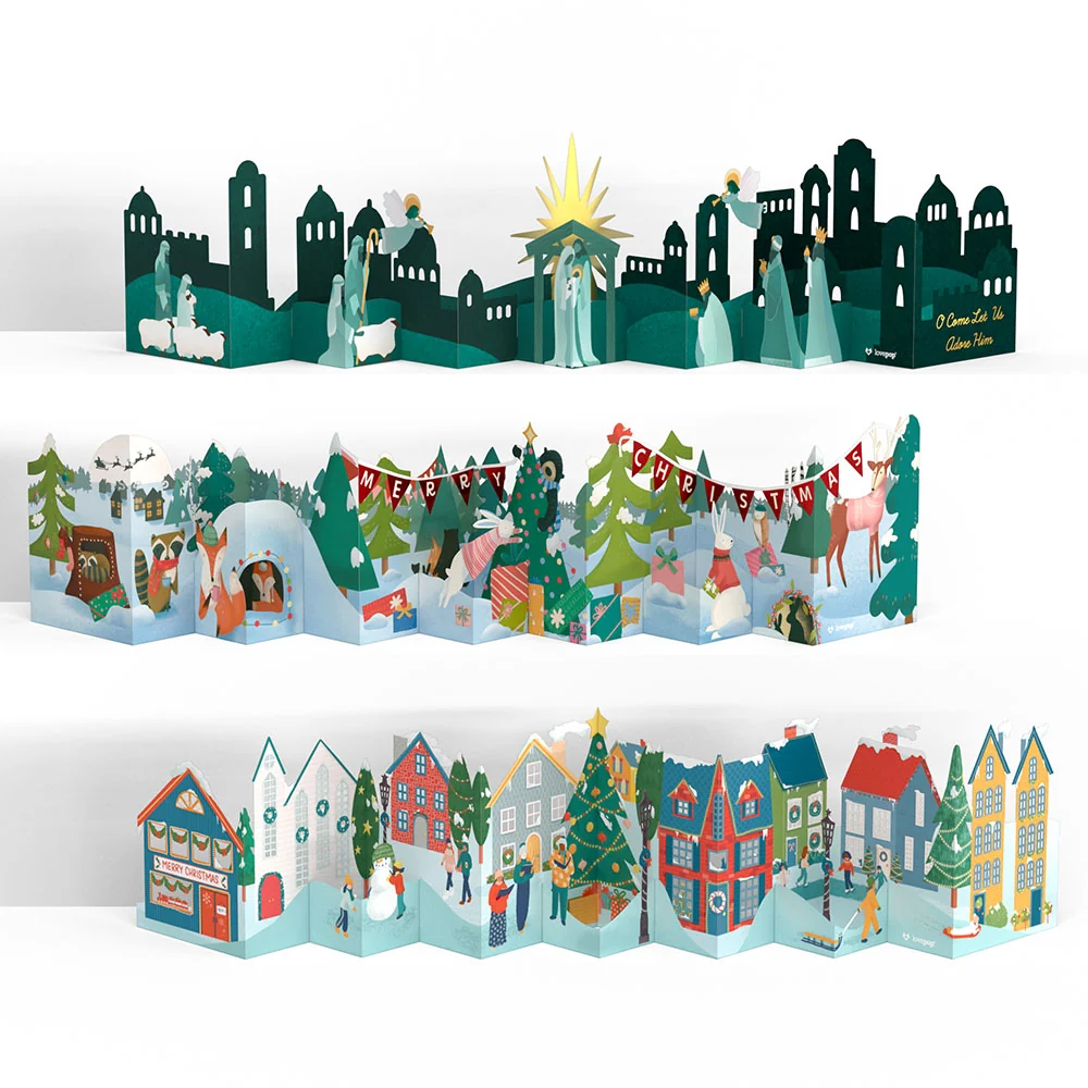 Lovepop Christmas Loooooong Card 3-Pack (Expands to 2 feet)