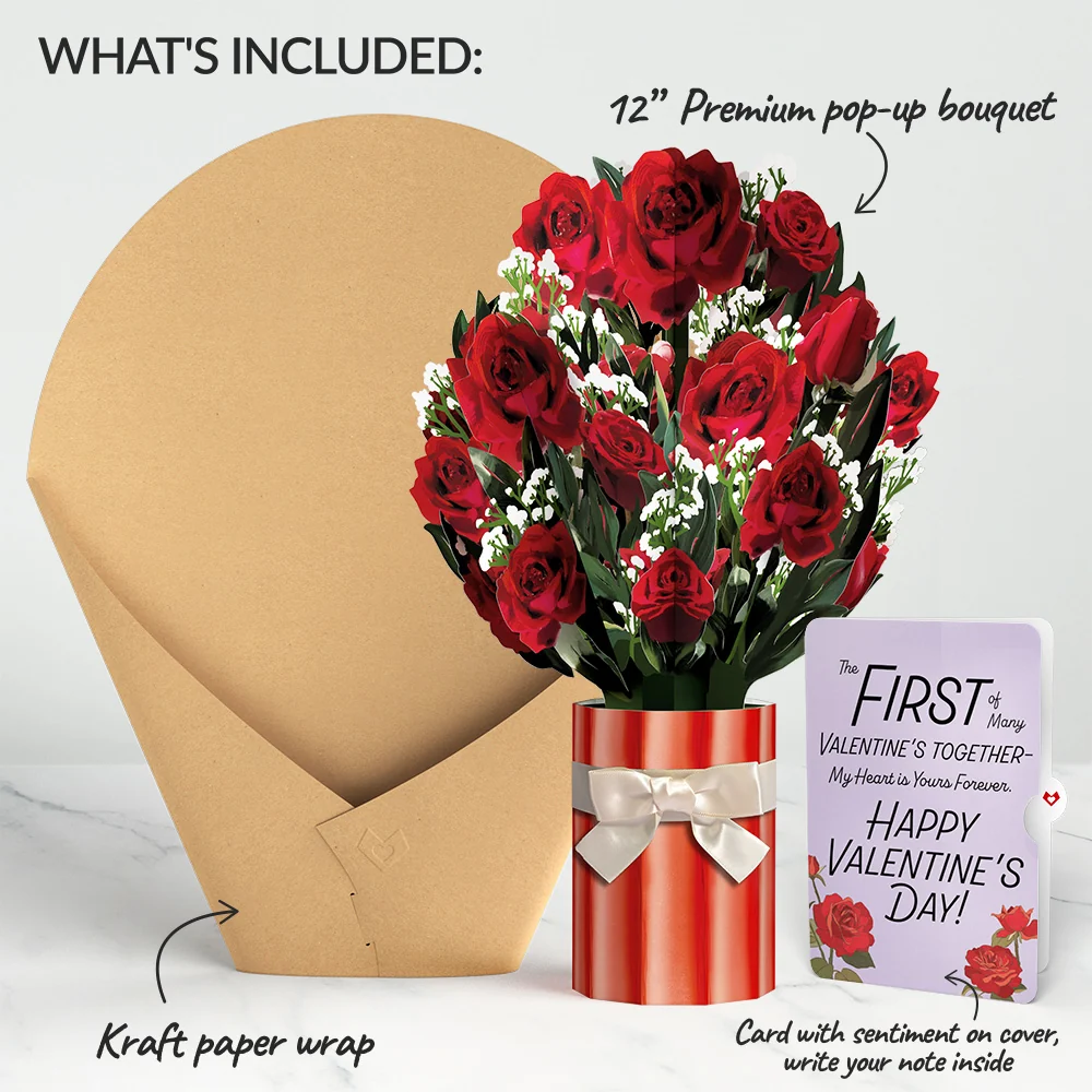 Lovepop Romantic Red Roses My Heart Is Yours Forever Valentine Bouquet and Sentiment Set Vase - Image 2