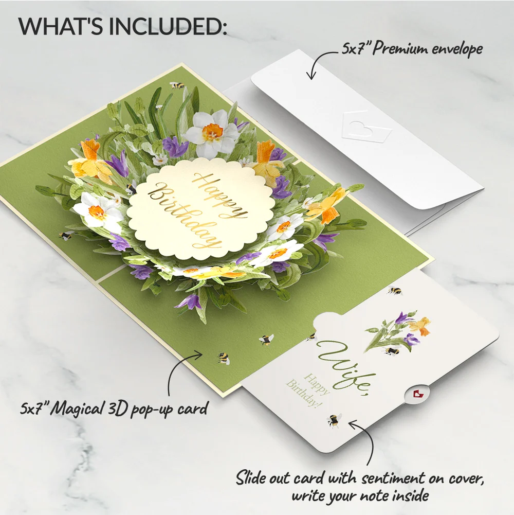 Lovepop Birthday in Bloom Pop-Up Card and Sentiment Set for Wife Cream - Image 2