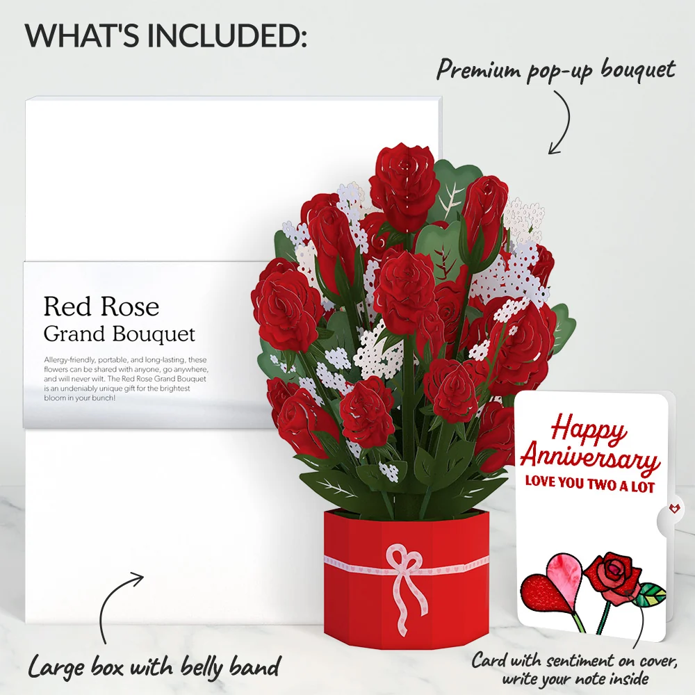 Lovepop Red Rose Anniversary Grand Bouquet and Sentiment Set Vase - Image 2