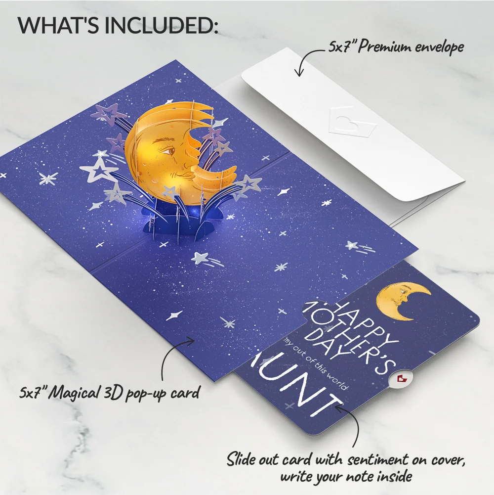 Lovepop Love You to the Moon and Back Mother’s Day Light-Up Pop-Up Card and Sentiment Set for Aunt - Image 2