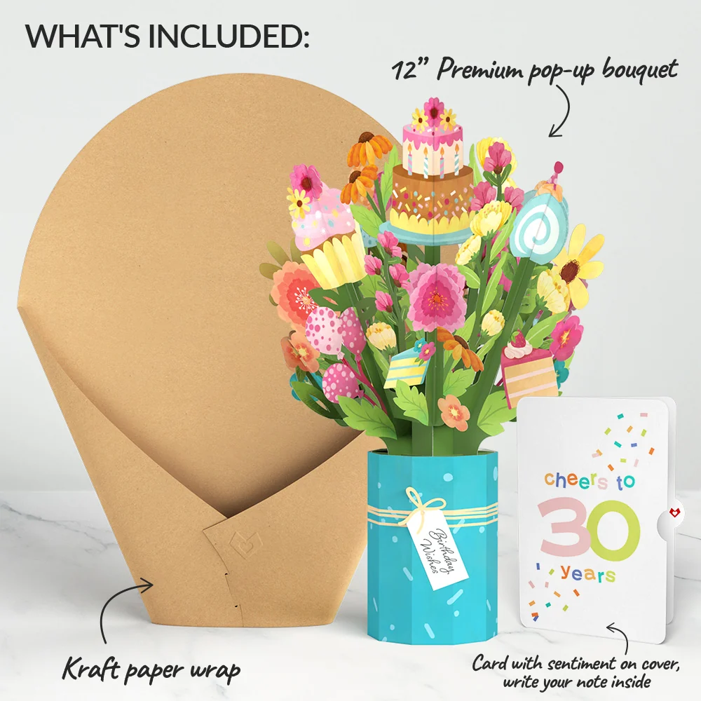 Lovepop Sweet 30th Birthday Wishes Bouquet and Confetti Cake Sentiment Set Vase - Image 2