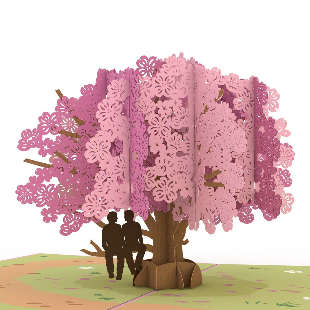 Lovepop Dogwood Love Scene Purple Same Sex Male Pop-Up Card - Image 2