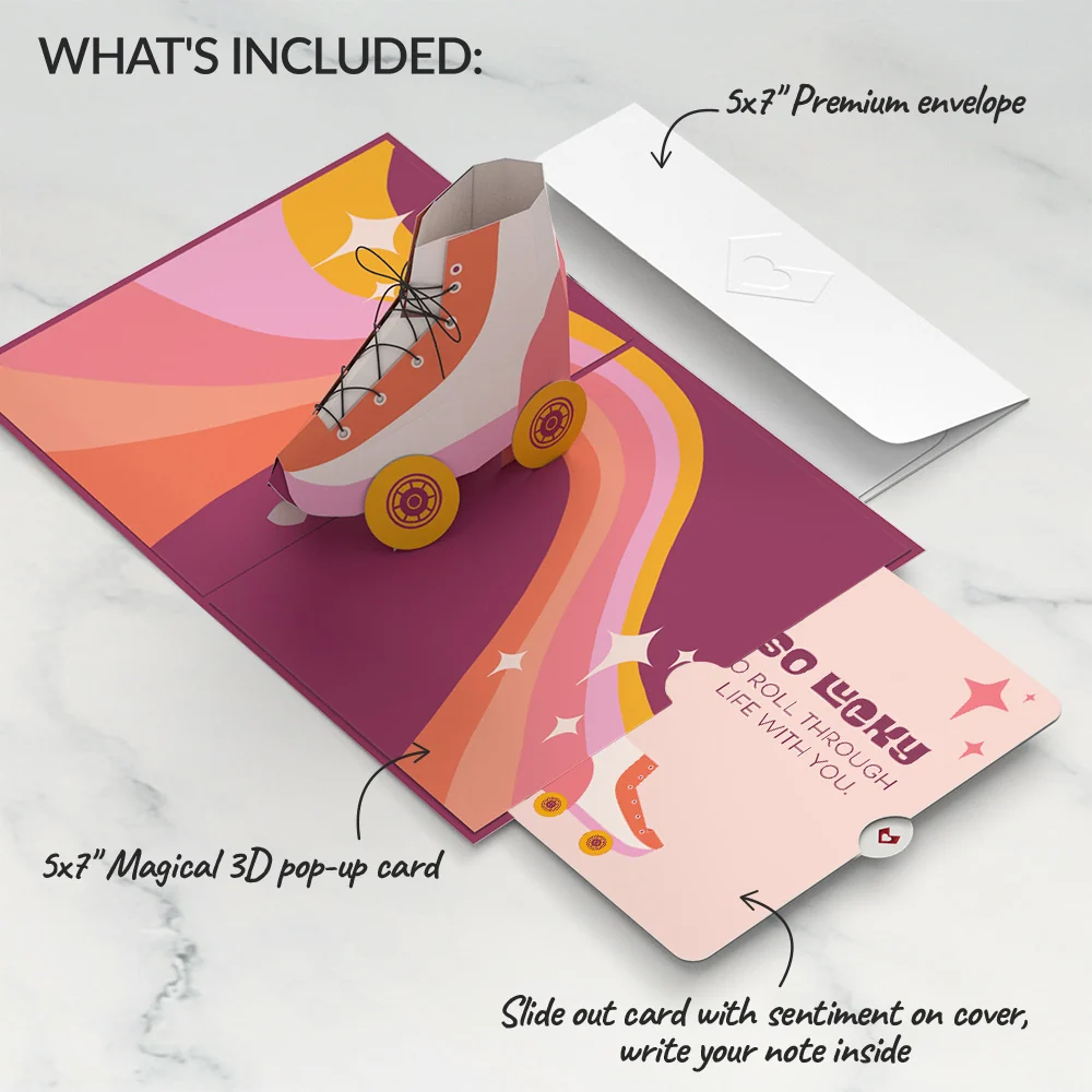 Lovepop Let the Good Times Roll Roller Skate Love Pop-Up Card and Sentiment Set - Image 2
