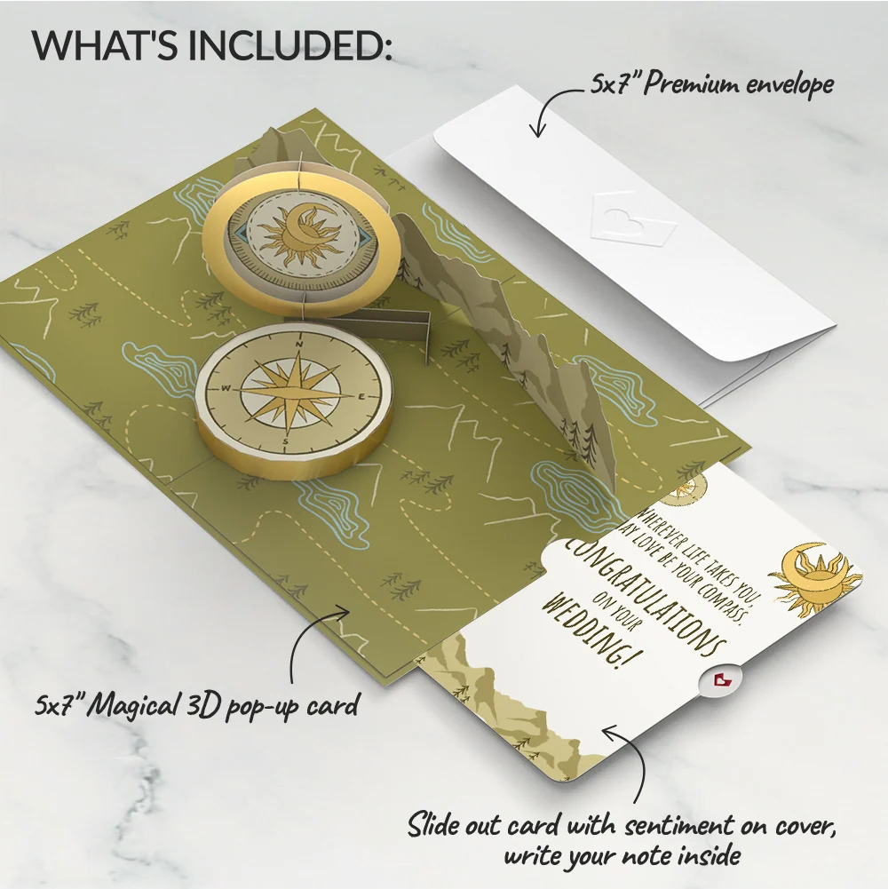 Lovepop Guiding Compass Wedding Pop-Up Card and Sentiment Set Cream - Image 2