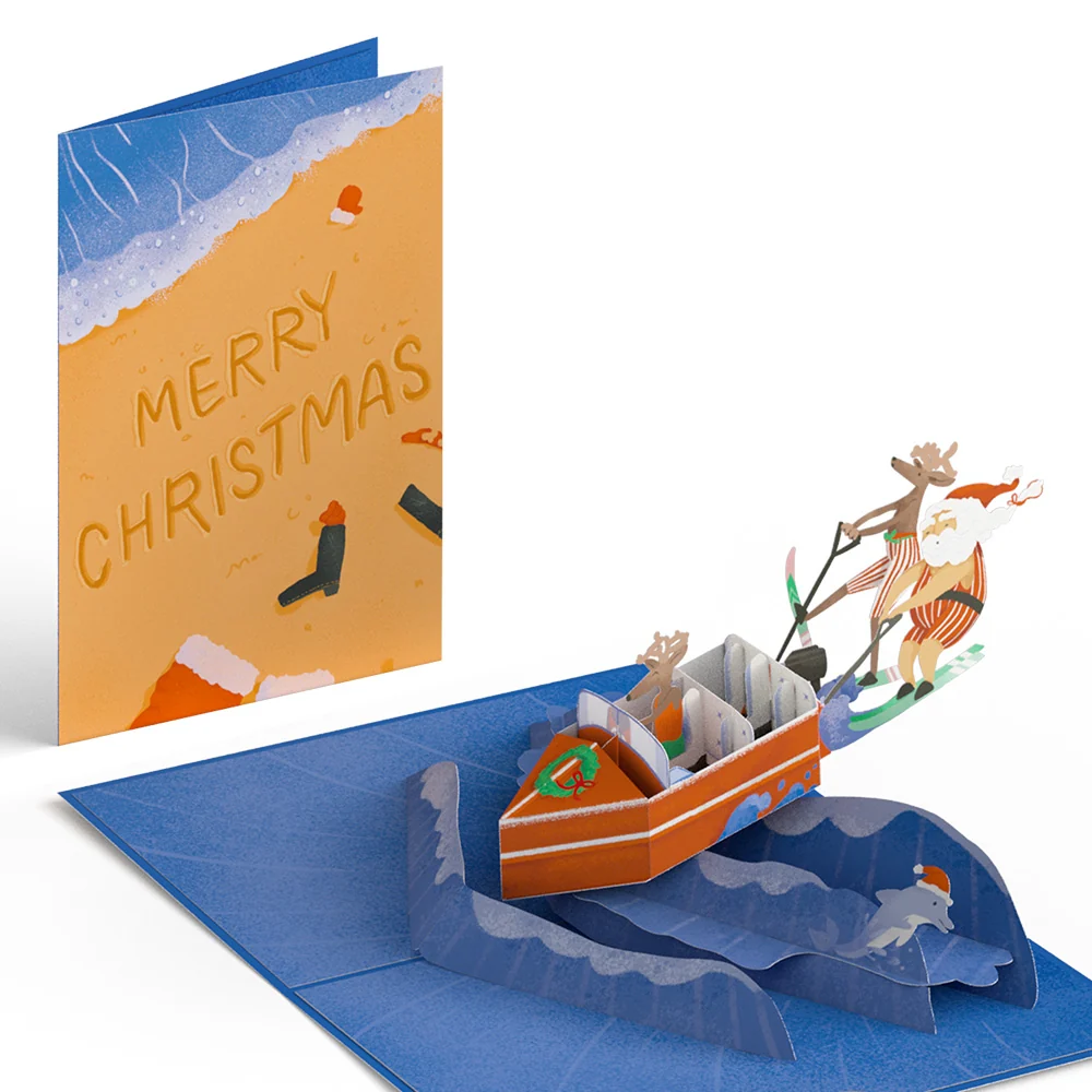 Lovepop Santa Water Ski Christmas Pop-Up Card