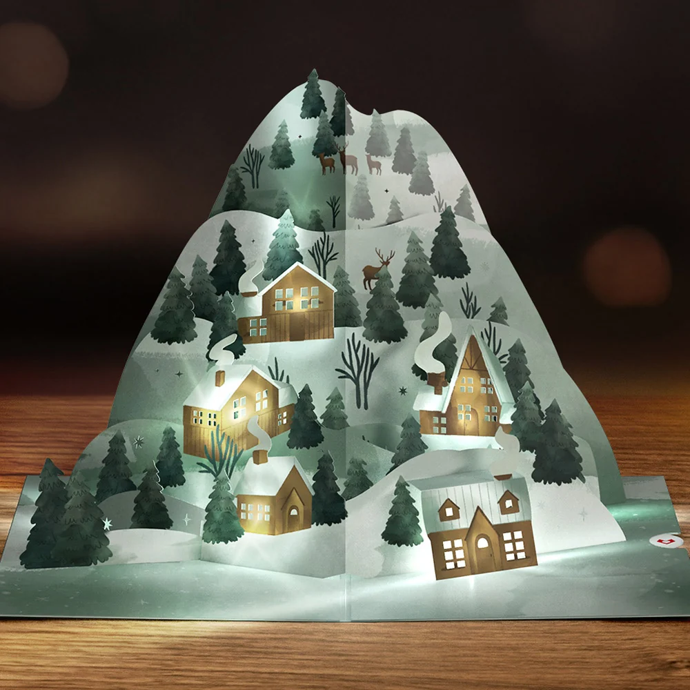 Lovepop Winter Wishes Mountain Village Light-Up Pop-Up Card - Image 2