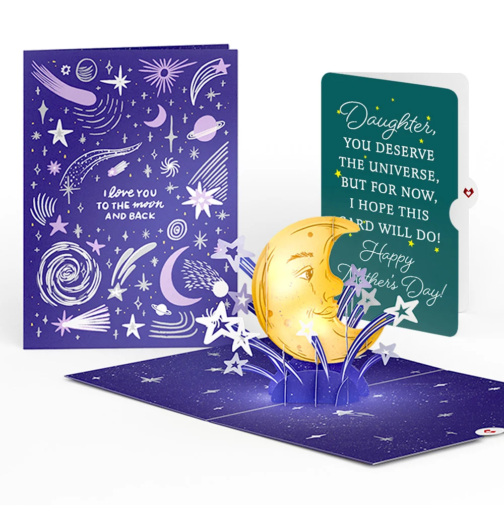 Lovepop Love You to the Moon and Back Mother's Day Light-Up Pop-Up Card and Sentiment Set for Daughter