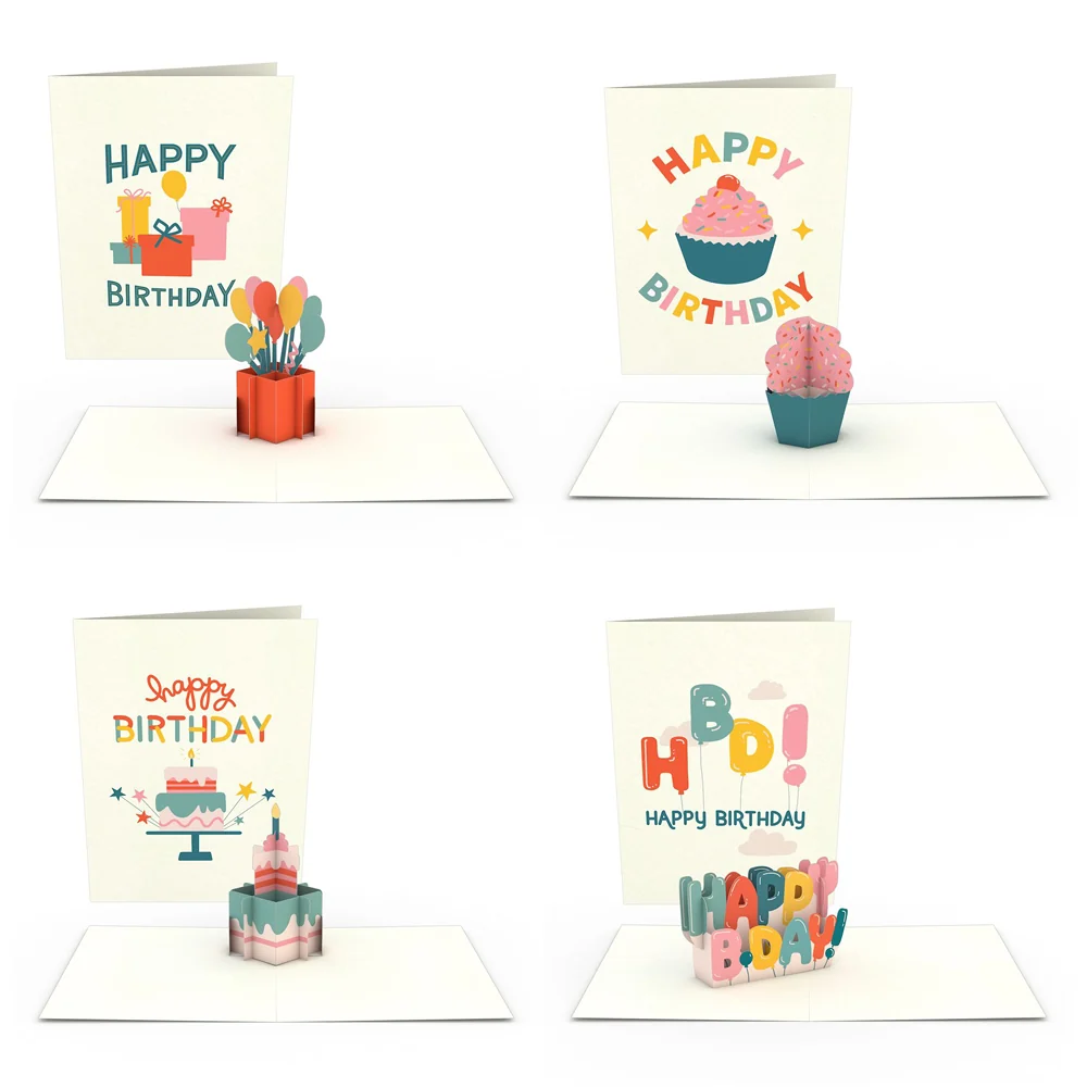 Lovepop Whimsical Birthday Notecards (Assorted 4-Pack)