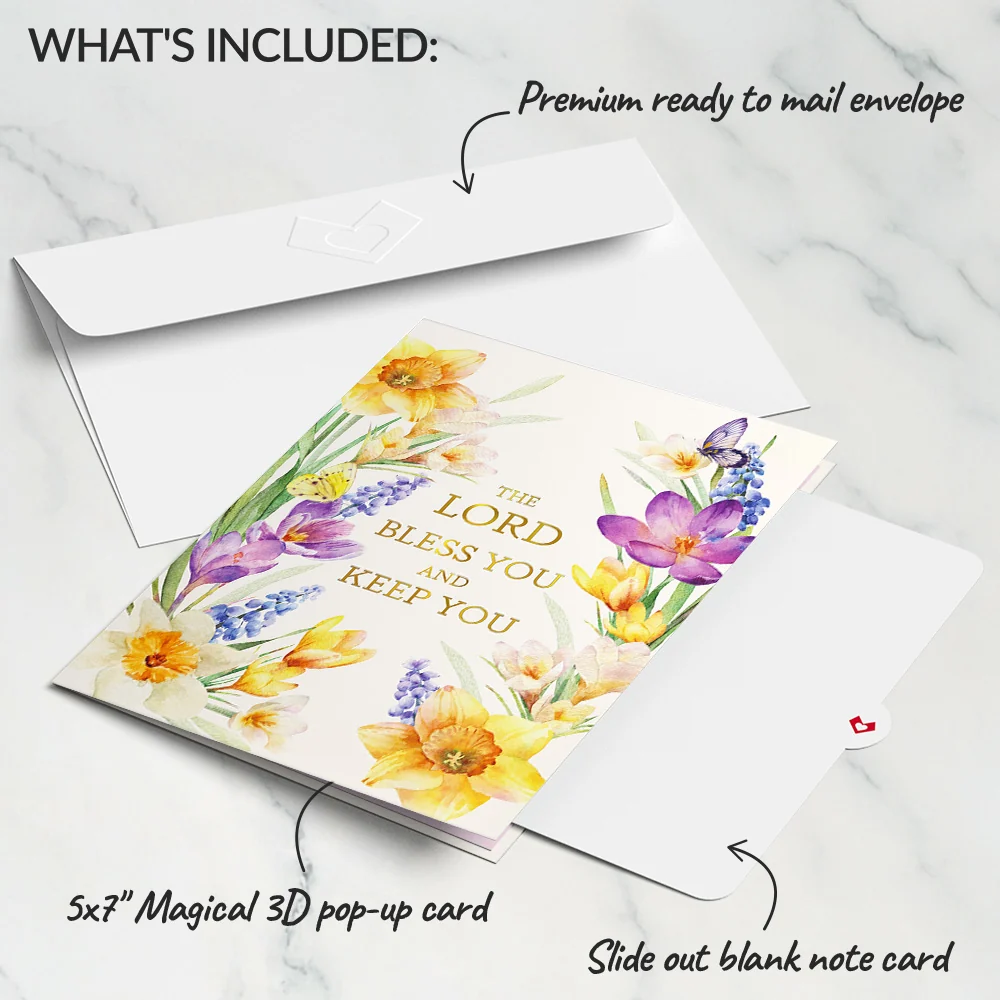 Lovepop The Lord Bless You Floral Cross Pop-Up Card Cream - Image 5