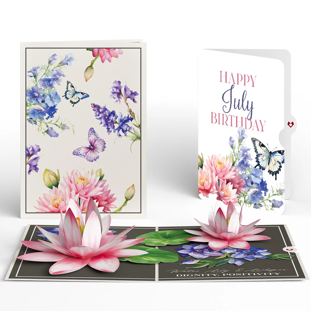Lovepop Born to Bloom: July Birth Month Flowers Pop-Up Card and Water Lily & Larkspur Sentiment Set