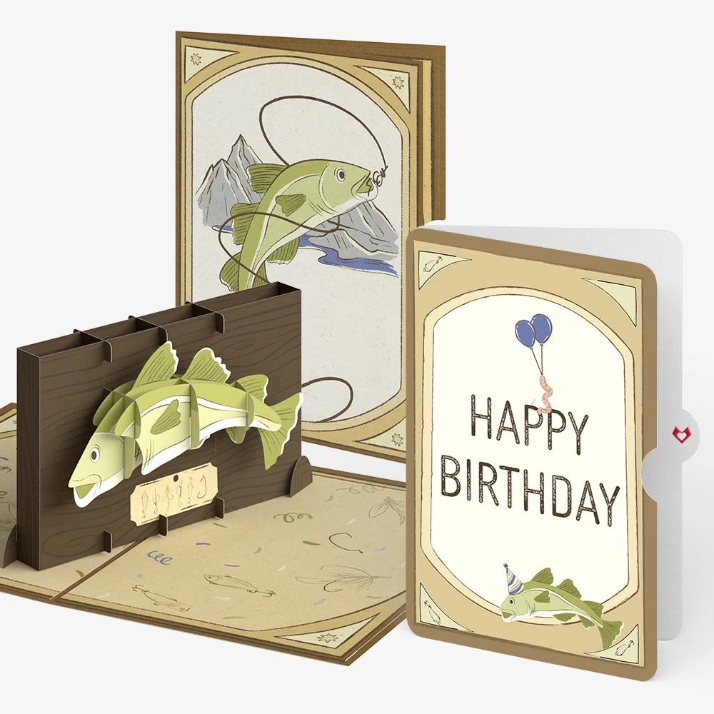 Lovepop Cod Plaque Birthday Pop-Up Card and Sentiment Set Cream