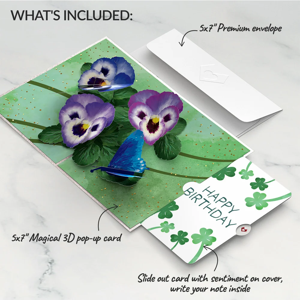 Lovepop Pansies Birthday Pop-Up Card and Sentiment Set - Image 2